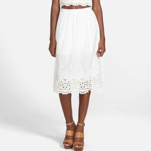 🌻 Lucca Couture White Eyelet Midi Skirt